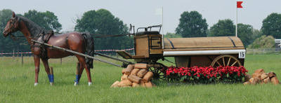 crosshindernissen bakkerswagen met paard