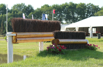 crosshindernissen waterbak waterinsprong dubbele boomstam